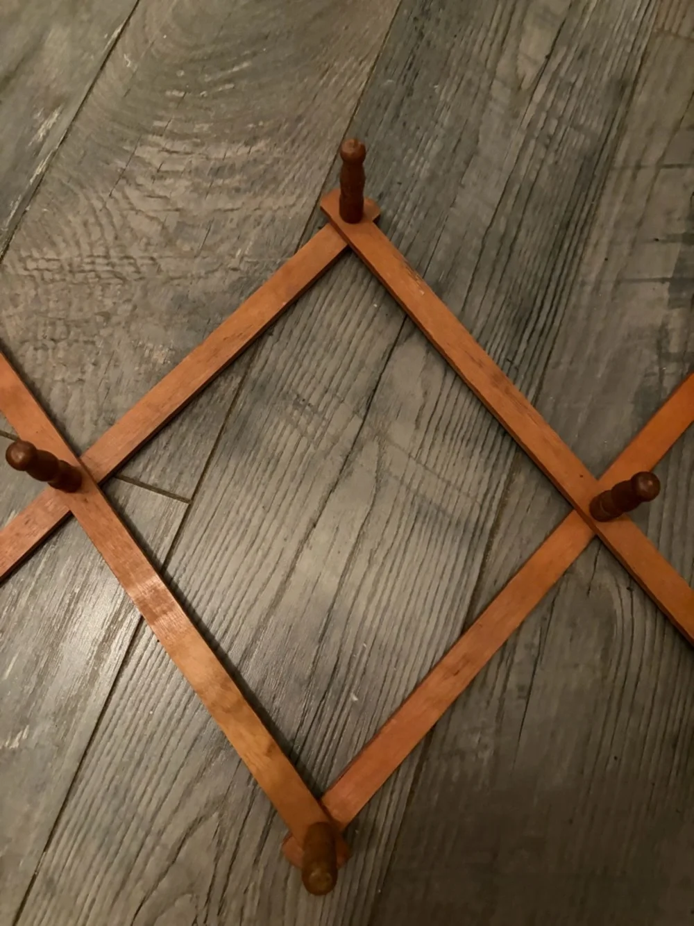 Vintage 10 Peg Accordion Wooden Wall Rack Coat Rack